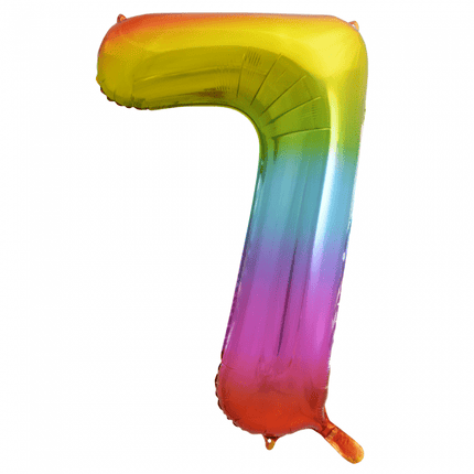 Folie Ballon Cijfer 7 Regenboog XL 86cm leeg van WeFiesta koop je bij Partywinkel
