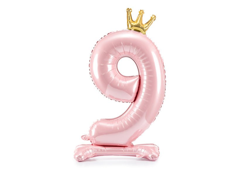 Folie Ballon Cijfer 9 Lichtroze Standaard Leeg 70cm van Partydeco koop je bij Partywinkel
