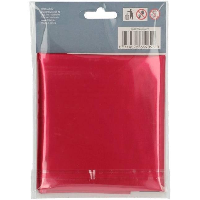 Folie Ballon Cijfer 9 Mat Rood XL 86cm leeg van Folat koop je bij Partywinkel