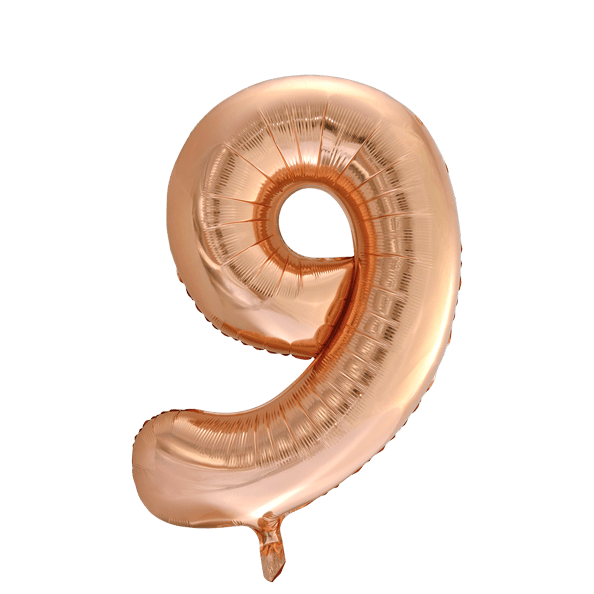 Folie Ballon Cijfer 9 Rose Goud XL 86cm leeg van WeFiesta koop je bij Partywinkel