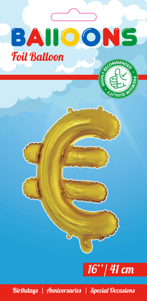 Folie Ballon Euroteken Goud 41cm met Rietje van WeFiesta koop je bij Partywinkel