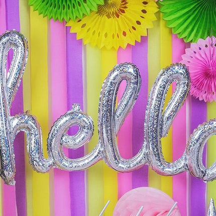 Folie Ballon Hello Holografisch 72cm van Partydeco koop je bij Partywinkel