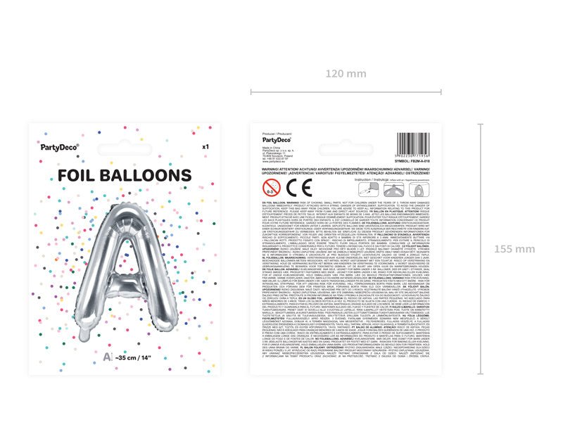 Folie Ballon Letter A Zilver Leeg 35cm van Partydeco koop je bij Partywinkel