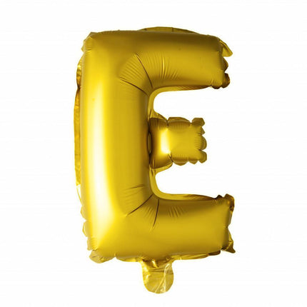 Folie Ballon Letter E Goud 41cm met Rietje van WeFiesta koop je bij Partywinkel