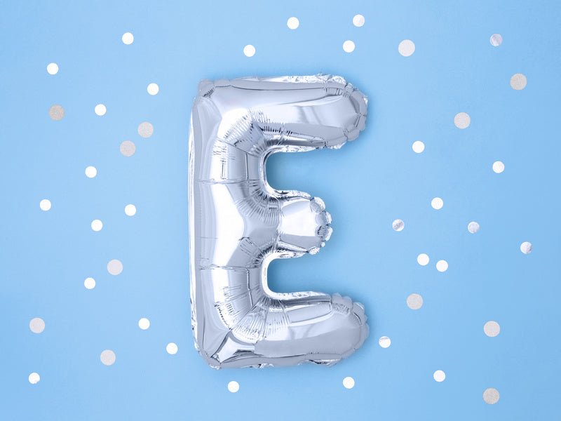Folie Ballon Letter E Zilver Leeg 35cm van Partydeco koop je bij Partywinkel