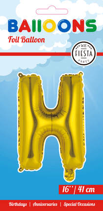 Folie Ballon Letter H Goud 41cm met Rietje van WeFiesta koop je bij Partywinkel