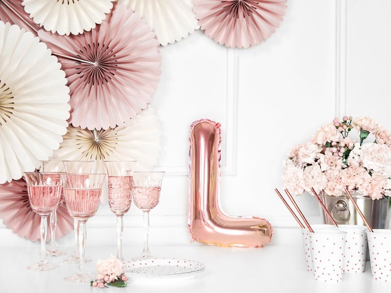 Folie Ballon Letter L Rose Goud Leeg 35cm van Partydeco koop je bij Partywinkel
