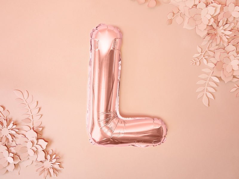Folie Ballon Letter L Rose Goud Leeg 35cm van Partydeco koop je bij Partywinkel