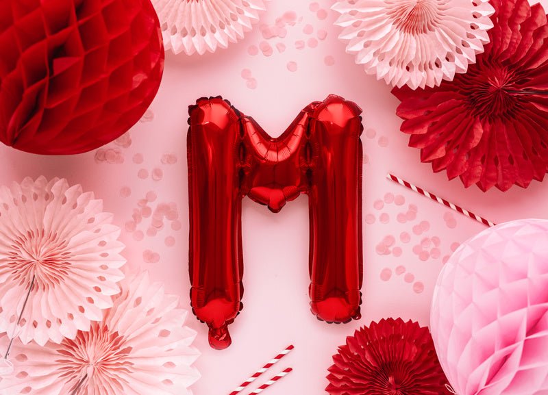 Folie Ballon Letter M Rood Leeg 35cm van Partydeco koop je bij Partywinkel
