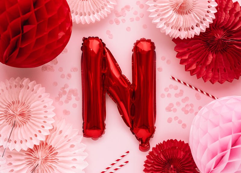 Folie Ballon Letter N Rood Leeg 35cm van Partydeco koop je bij Partywinkel