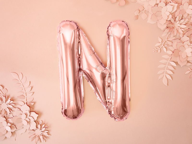 Folie Ballon Letter N Rose Goud Leeg 35cm van Partydeco koop je bij Partywinkel