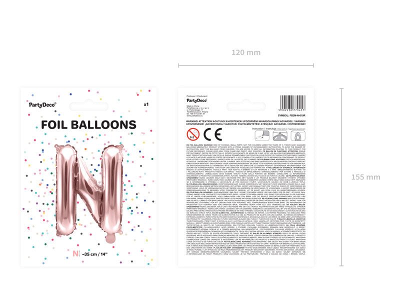 Folie Ballon Letter N Rose Goud Leeg 35cm van Partydeco koop je bij Partywinkel