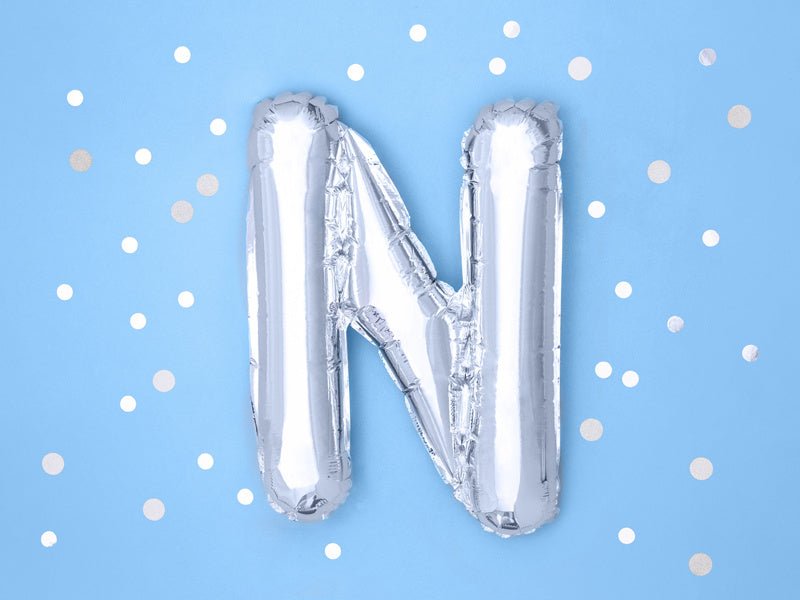 Folie Ballon Letter N Zilver Leeg 35cm van Partydeco koop je bij Partywinkel
