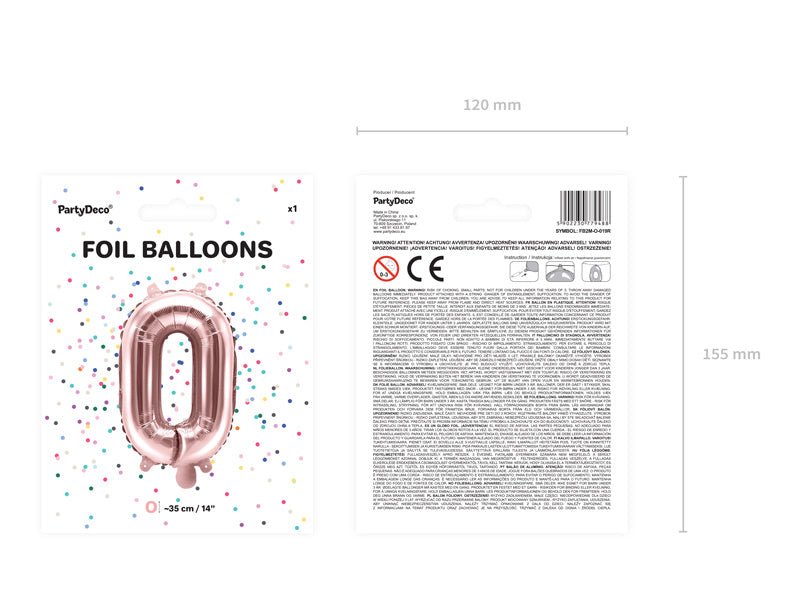 Folie Ballon Letter O Rose Goud Leeg 35cm van Partydeco koop je bij Partywinkel
