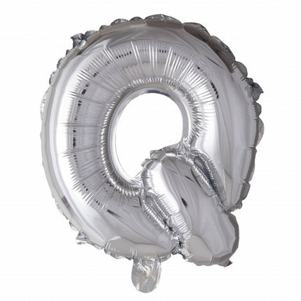 Folie Ballon Letter Q Zilver XL 102cm leeg van WeFiesta koop je bij Partywinkel