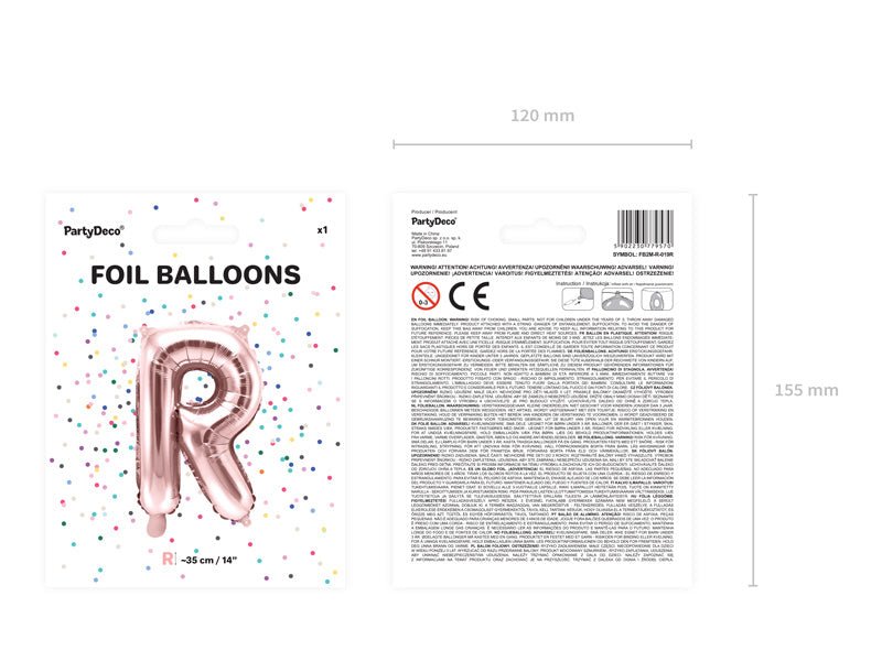 Folie Ballon Letter R Rose Goud Leeg 35cm van Partydeco koop je bij Partywinkel