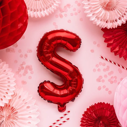 Folie Ballon Letter S Rood Leeg 35cm van Partydeco koop je bij Partywinkel