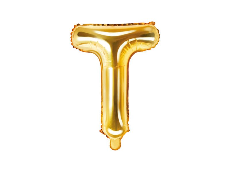 Folie Ballon Letter T Goud Leeg 35cm van Partydeco koop je bij Partywinkel
