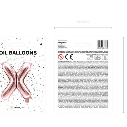 Folie Ballon Letter X Rose Goud Leeg 35cm van Partydeco koop je bij Partywinkel