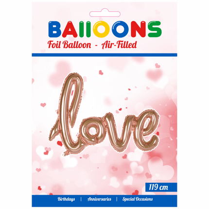 Folie Ballon Love Rose Goud 1,19m leeg van WeFiesta koop je bij Partywinkel