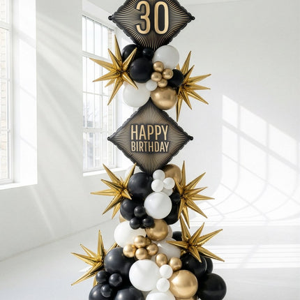 Folie Helium Ballon 30 Jaar Zwart Goud 46cm Leeg van Partydeco koop je bij Partywinkel