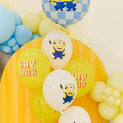 Folie Helium Ballon Minions 35x35cm Blauw Leeg van Partydeco koop je bij Partywinkel