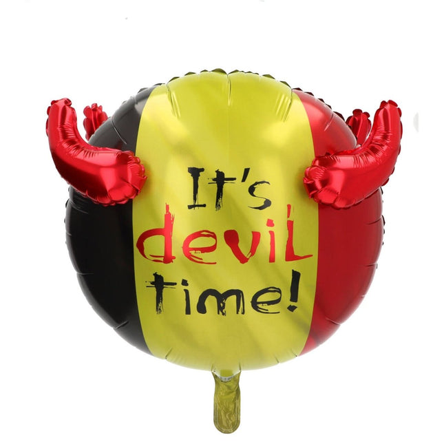 Folieballon 3D België 'It's Devil Time!' - 56 cm leeg van Folat koop je bij Partywinkel