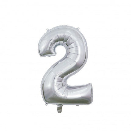 Folieballon Cijfer 2 Zilver 66cm van WeFiesta koop je bij Partywinkel