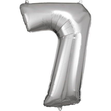 Folieballon – Cijfer 7 – Zilver – 84 x 57 cm van Riethmueller koop je bij Partywinkel