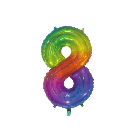 Folieballon Cijfer 8 Regenboog Transparant 66cm van WeFiesta koop je bij Partywinkel