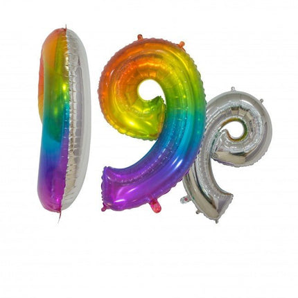 Folieballon Cijfer 9 Regenboog Transparant 66cm van WeFiesta koop je bij Partywinkel
