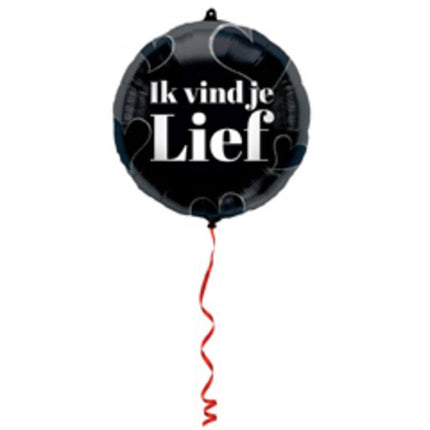 Folieballon 'Ik Vind Je Lief' Zwart - 45cm van Folat koop je bij Partywinkel