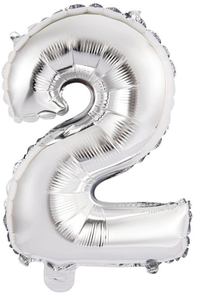 Folieballon – Mini Cijfer 2 – Zilver – 34 x 24 cm van Riethmueller koop je bij Partywinkel