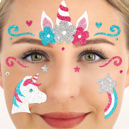 Gekleurd Nep Tattoos Gezicht Glitter Eenhoorn