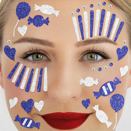 Wit Blauwe Gezicht Stickers Clown