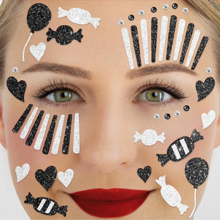Zwart Witte Gezicht Stickers Clown