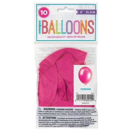 Fuchsia Ballonnen Glans 30cm 10st van Unique koop je bij Partywinkel