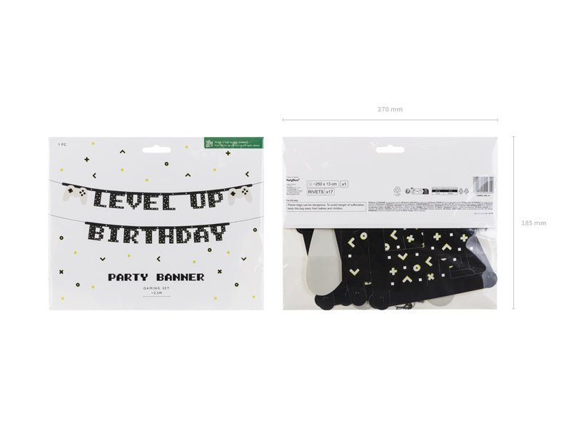 Gaming Party Banner Level Up Birthday 2,5m van Partydeco koop je bij Partywinkel