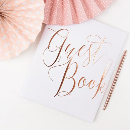 Gastenboek Rose Gouden Letters 24,5cm van Partydeco koop je bij Partywinkel