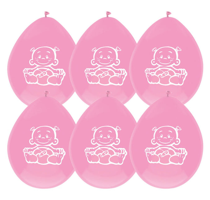 Geboorte Ballonnen Meisje 25cm 6st van Haza Witbaard koop je bij Partywinkel