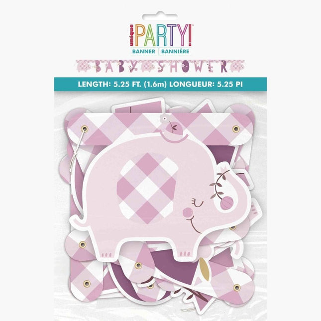 Geboorte Letterslinger Baby Shower Roze 1,65m van Unique koop je bij Partywinkel