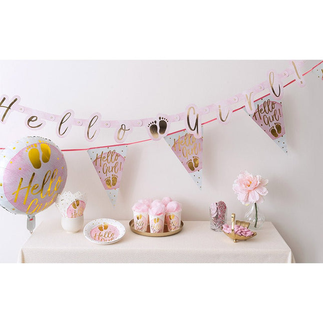 Geboorte Letterslinger Hello Girl! 1,43m van Boland koop je bij Partywinkel