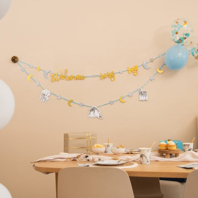 Geboorte Letterslinger Safari Zoon 2,5m van Haza Witbaard koop je bij Partywinkel