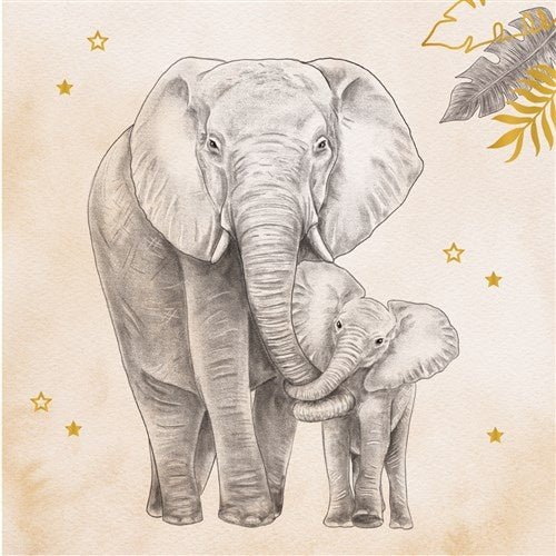 Geboorte Servetten Safari 25cm 20st van Haza Witbaard koop je bij Partywinkel