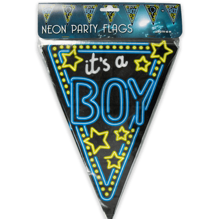 Geboorte Slingers Its a Boy! Neon 10m van Paper Dreams koop je bij Partywinkel