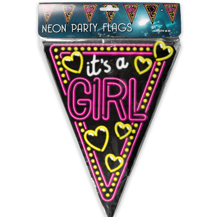 Geboorte Slingers Its a Girl! Neon 10m van Paper Dreams koop je bij Partywinkel