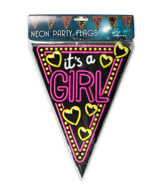 Geboorte Slingers Its a Girl! Neon 10m van Paper Dreams koop je bij Partywinkel