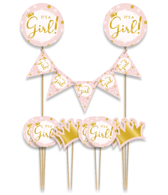 Geboorte Taarttopper Meisje 30cm van Paper Dreams koop je bij Partywinkel