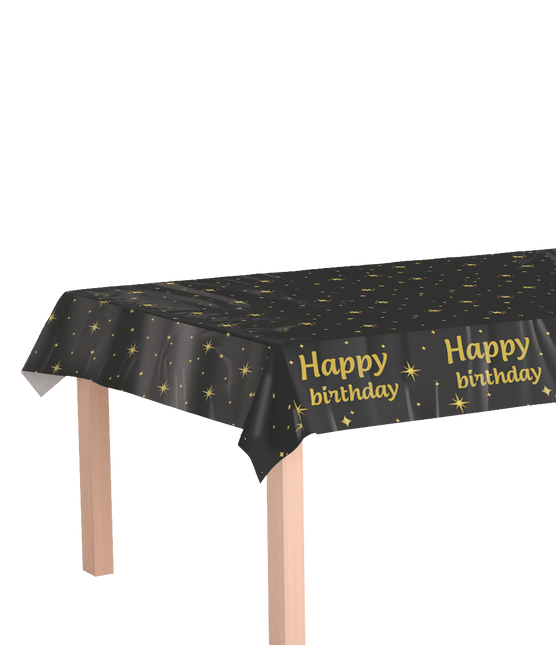 Gefeliciteerd Tafelkleed Zwart Goud 2,74m van Paper Dreams koop je bij Partywinkel