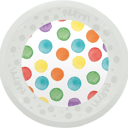 Gekleurde Borden Stippen 21cm 4st van Procos koop je bij Partywinkel